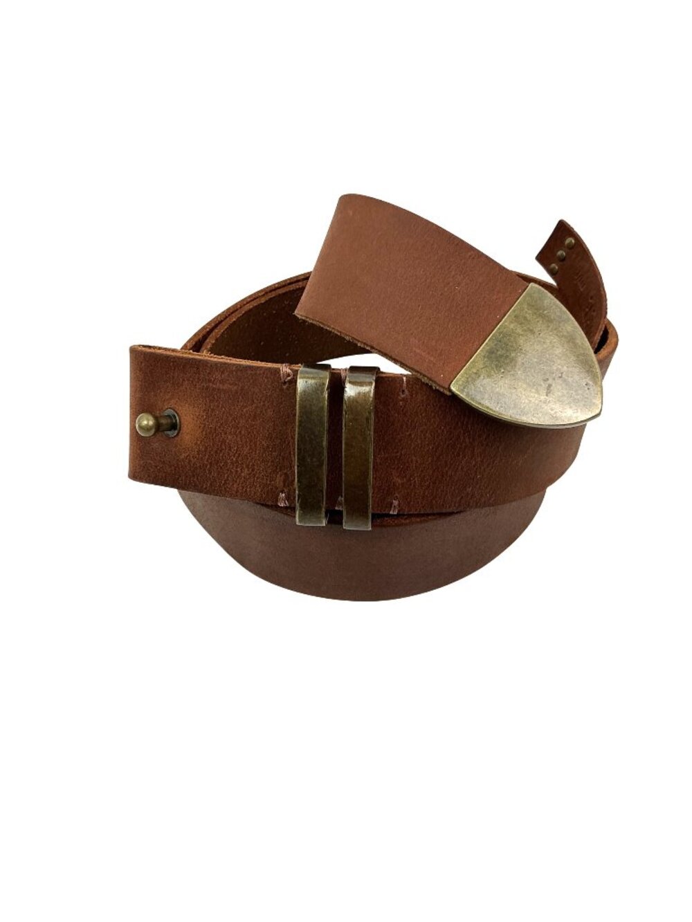New We The Free Leather Belt With Brass Post Womens Medium/Large Adjustable Brow